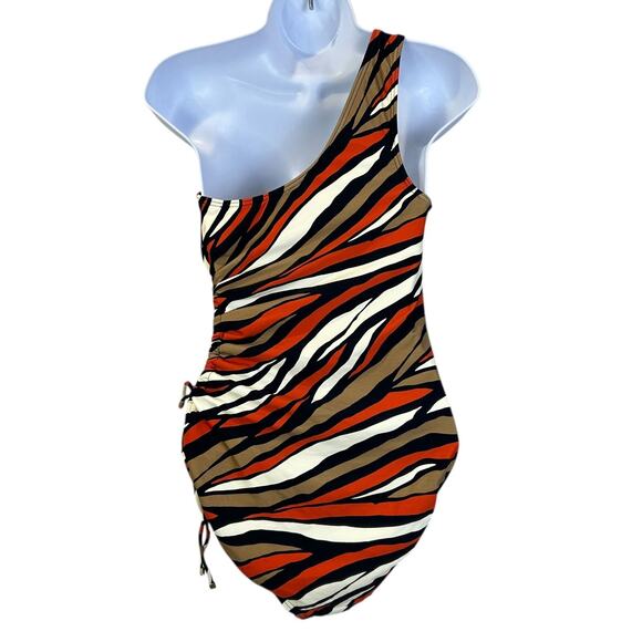 Michael Kors One-Shoulder Cutout One Piece Swimsuit Terracotta Women's 10 NWT - Picture 6 of 9